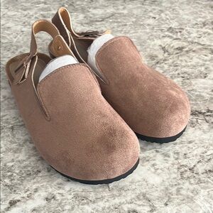 Brown Suede Slip-On Clogs